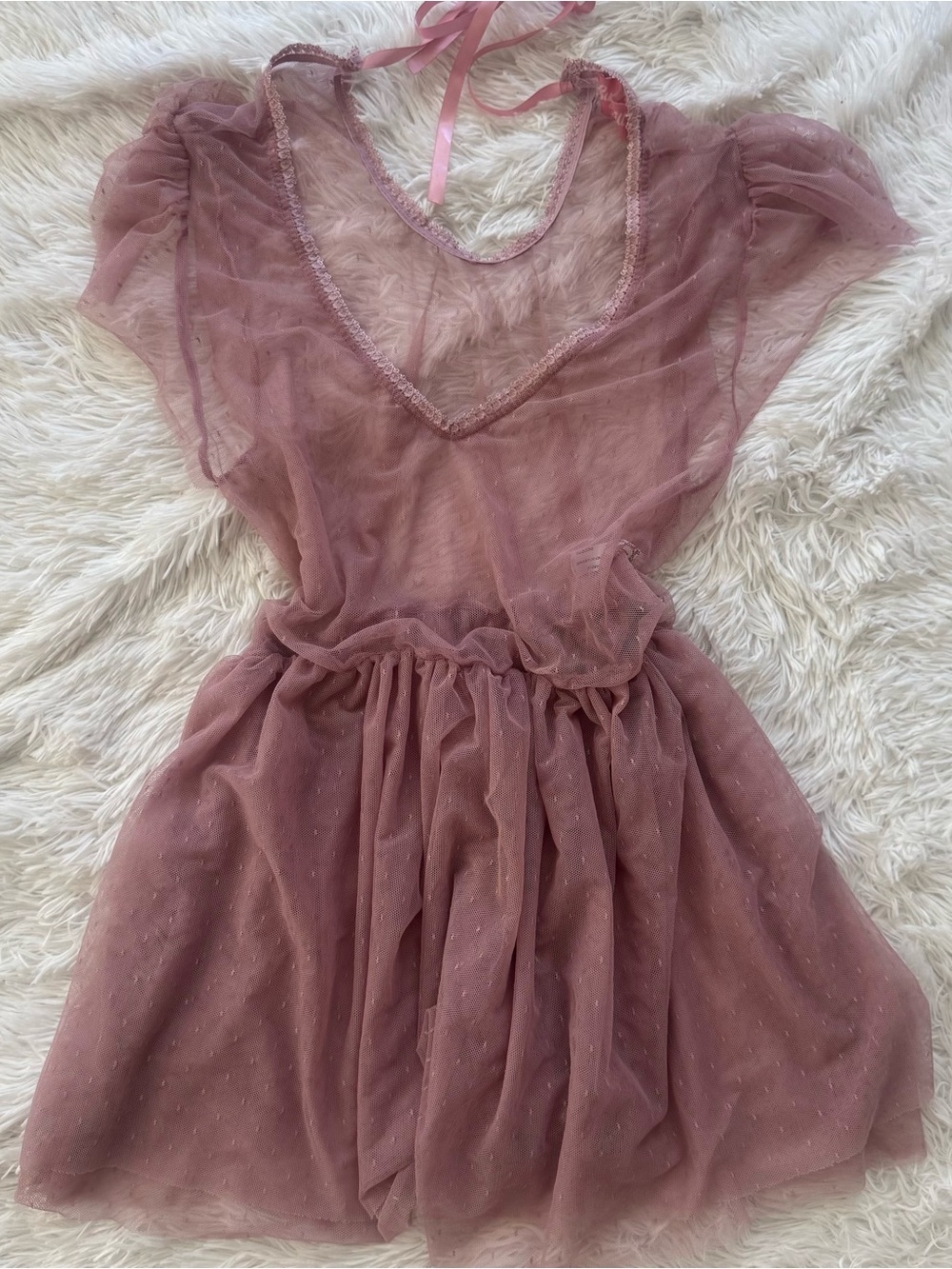 Sugar Thrillz Mauve Pink Sheer mesh/lace nightie L